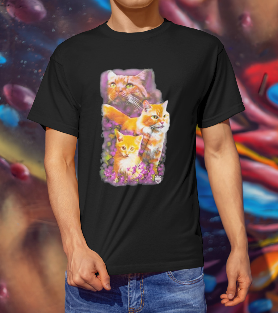 Opticgaming Scump Cat Trio Among Blossoms T-Shirt