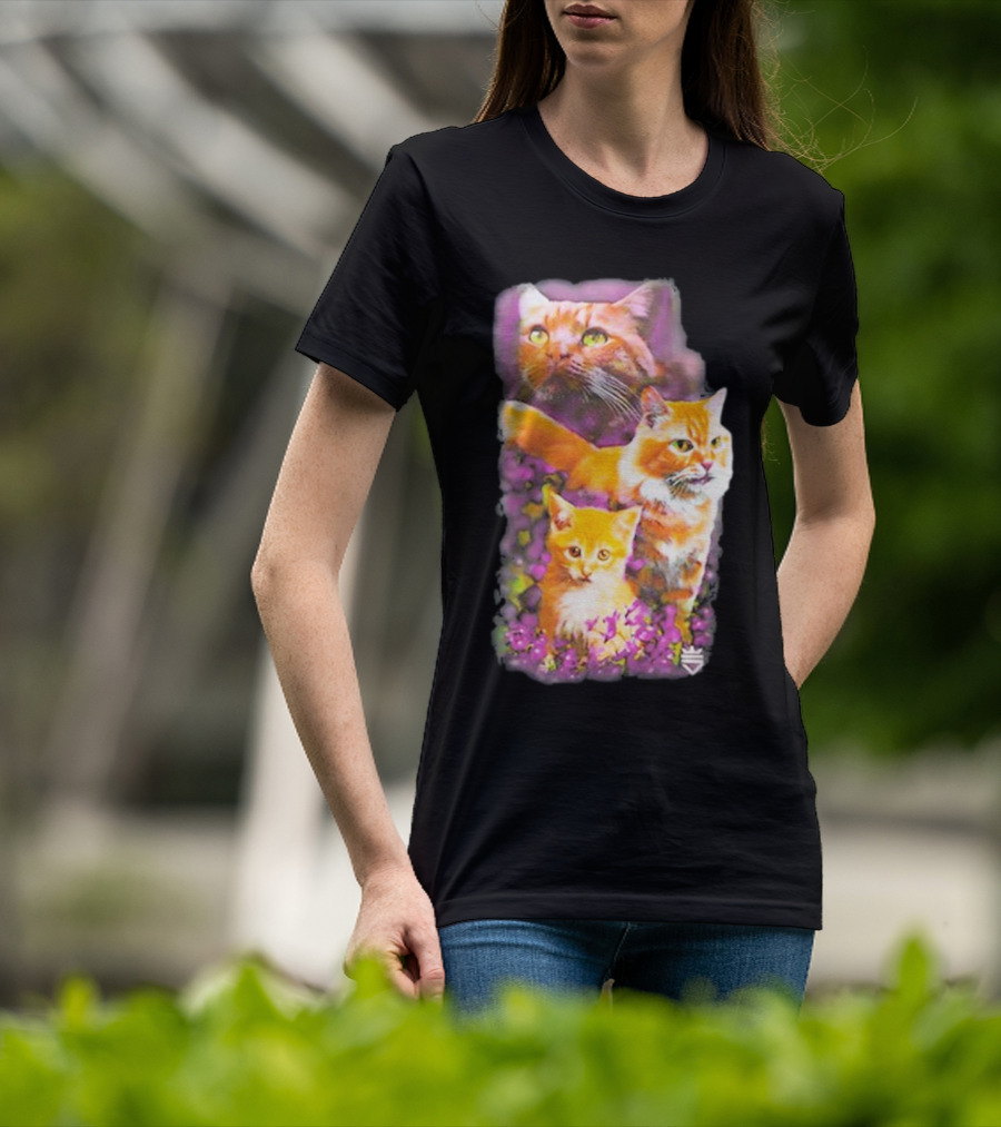 Opticgaming Scump Cat Trio Among Blossoms T-Shirt