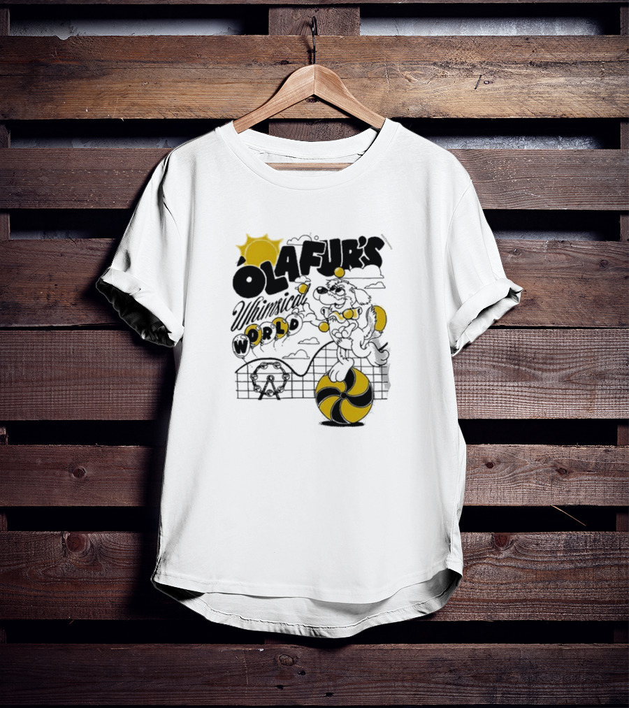 OLAFUR'S Whimsical World Amusement Adventure Design With Iconic Puppy And Ferris Wheel T-Shirt