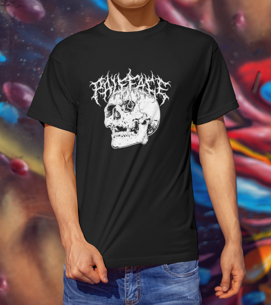 Paleface Skull Art With Gothic Script T-Shirt