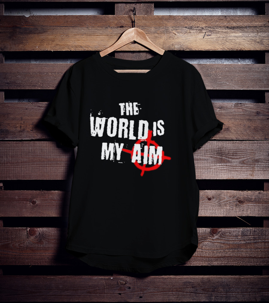 The World Is My Aim Vintage Black And White With Red Target Circle T-Shirt