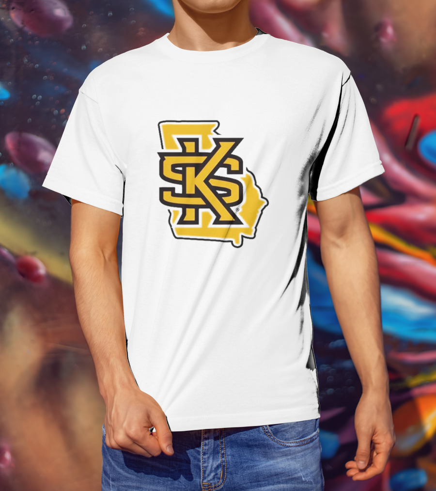 KSU Athletics Black And Gold Georgia Map T-Shirt