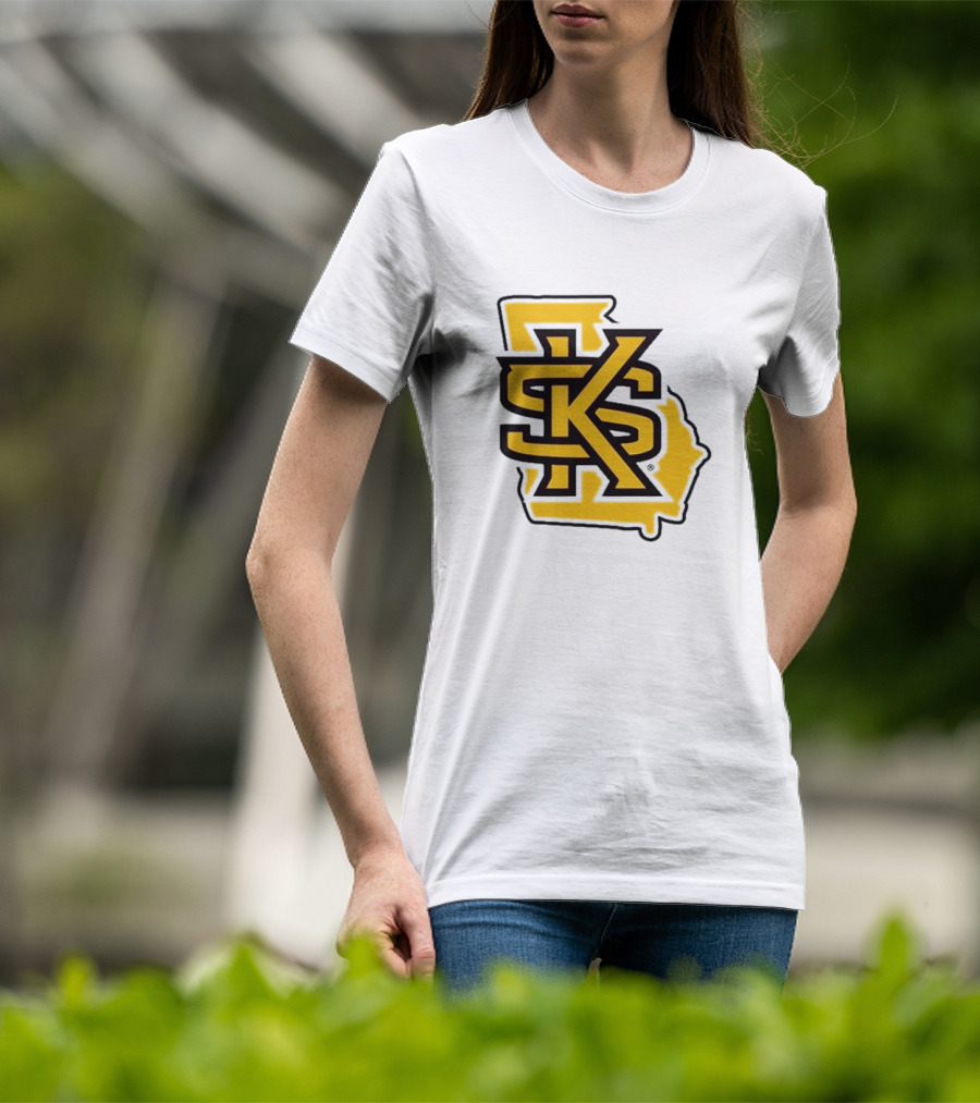 KSU Athletics Black And Gold Georgia Map T-Shirt