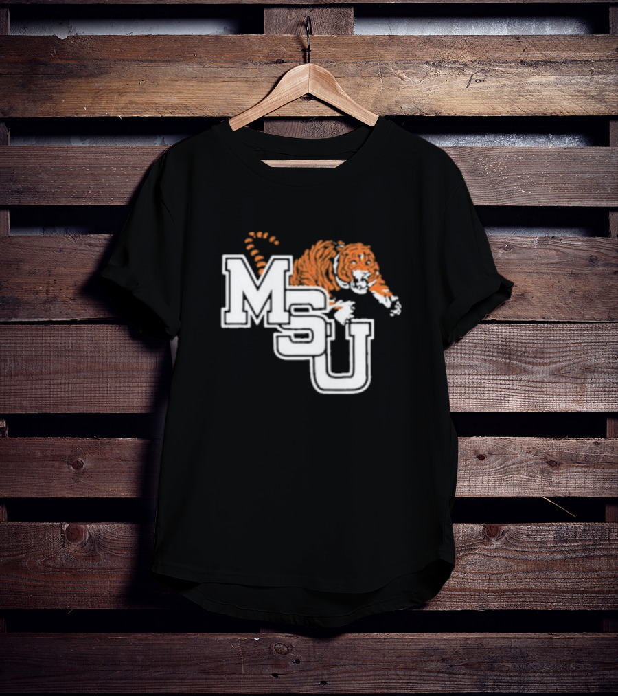MSU Tiger Icon With Bold White Letters And Orange Stripes T-Shirt