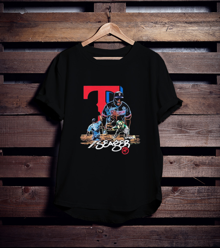 Texas Rangers Seager Baseball Action T-Shirt