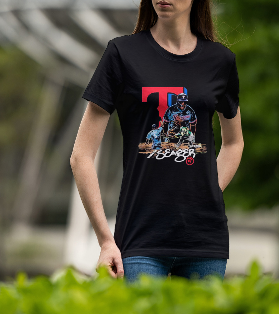 Texas Rangers Seager Baseball Action T-Shirt