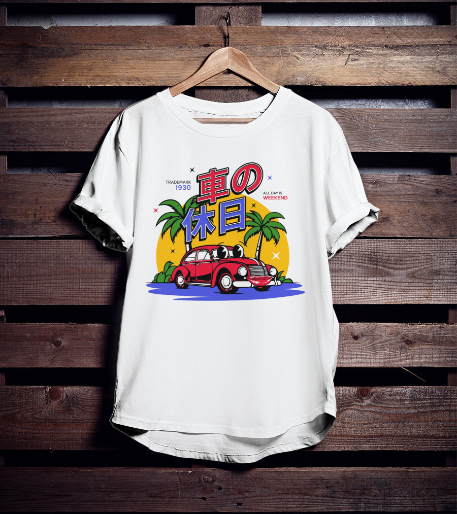 Trademark 1930 Car Holiday All Days Weekend Palm Trees T-Shirt