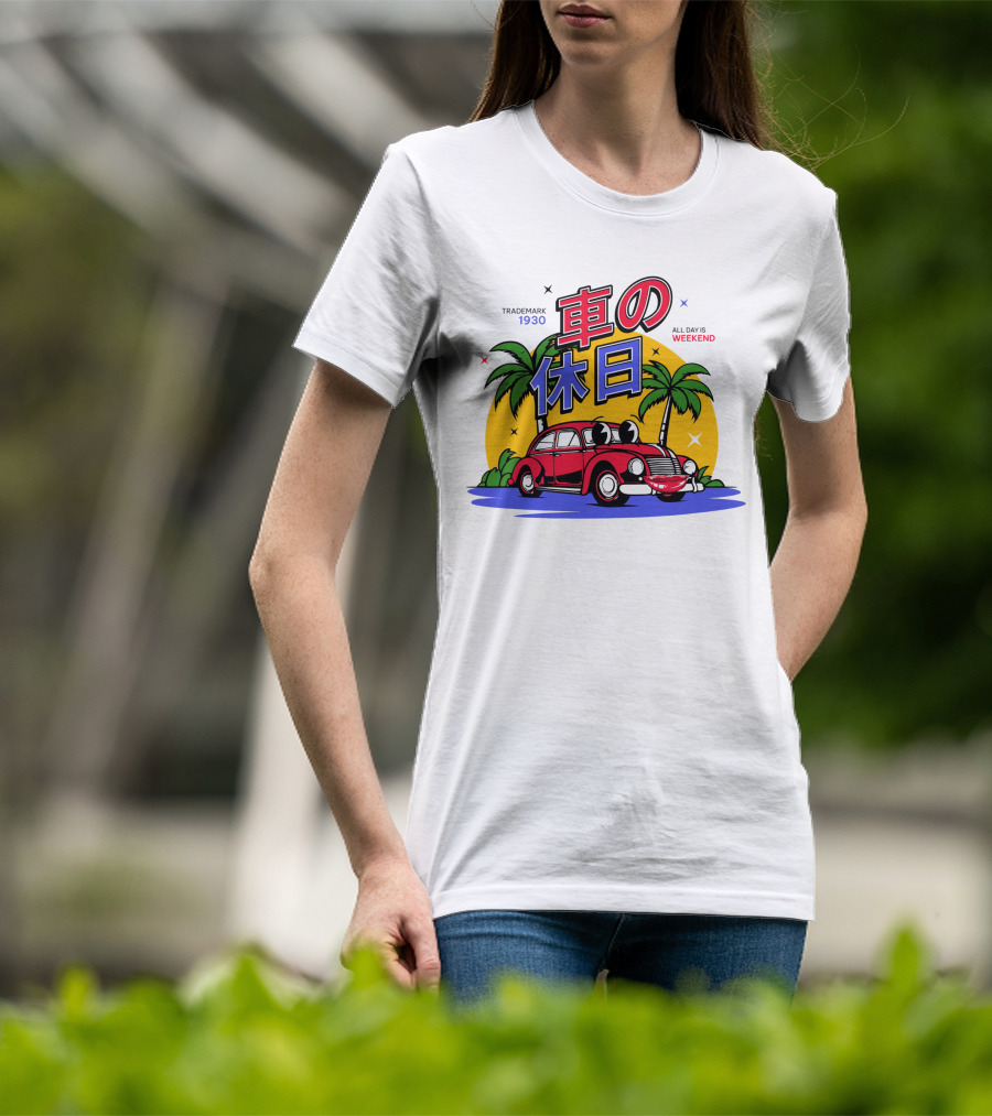 Trademark 1930 Car Holiday All Days Weekend Palm Trees T-Shirt