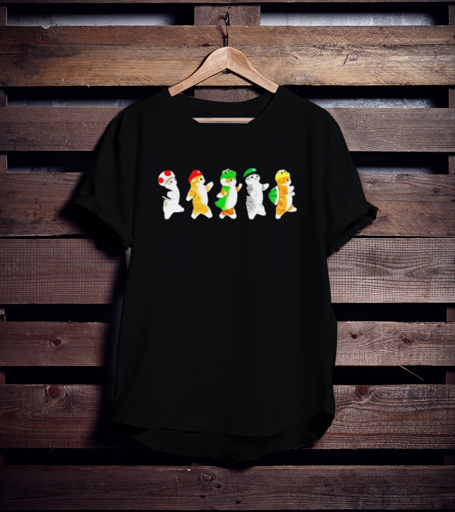Cat Super Mario Toad Yoshi Luigi Bowser Icons T-Shirt