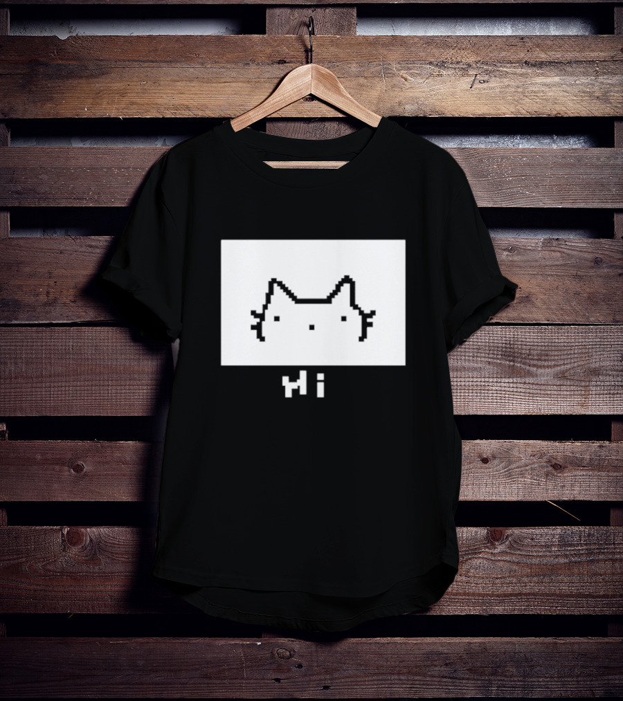 Chew Hi Cat Pixel Art Minimalistic Kitty T-Shirt