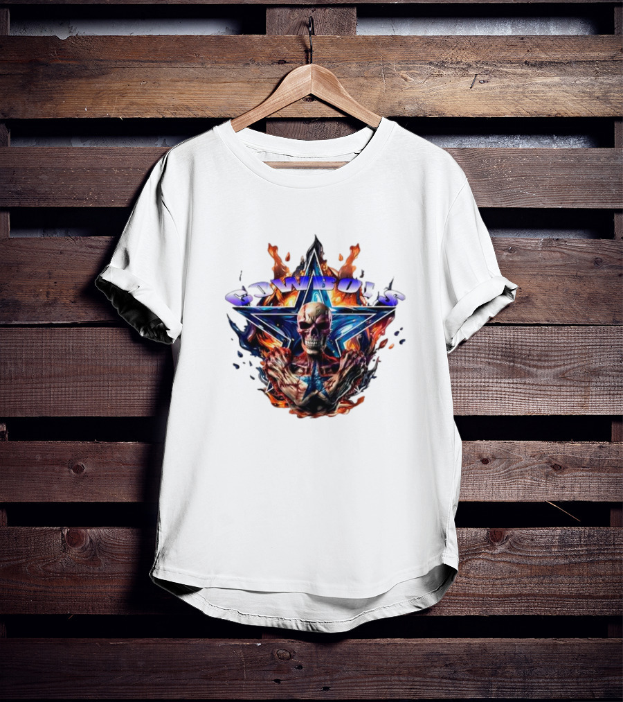 Cowboys Skeleton Star Flames T-Shirt