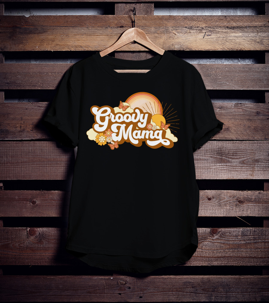 Groovy Mama Retro Sunflower Butterflies T-Shirt
