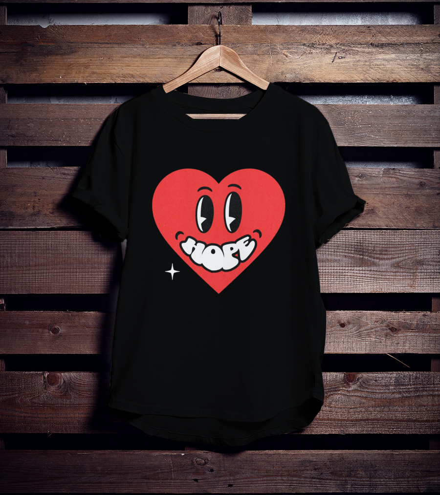 Hope Heart With Cartoon Eyes And Sparkle T-Shirt