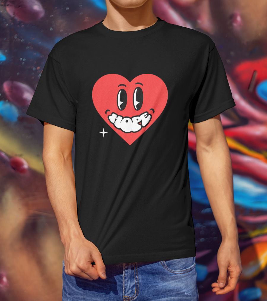 Hope Heart With Cartoon Eyes And Sparkle T-Shirt