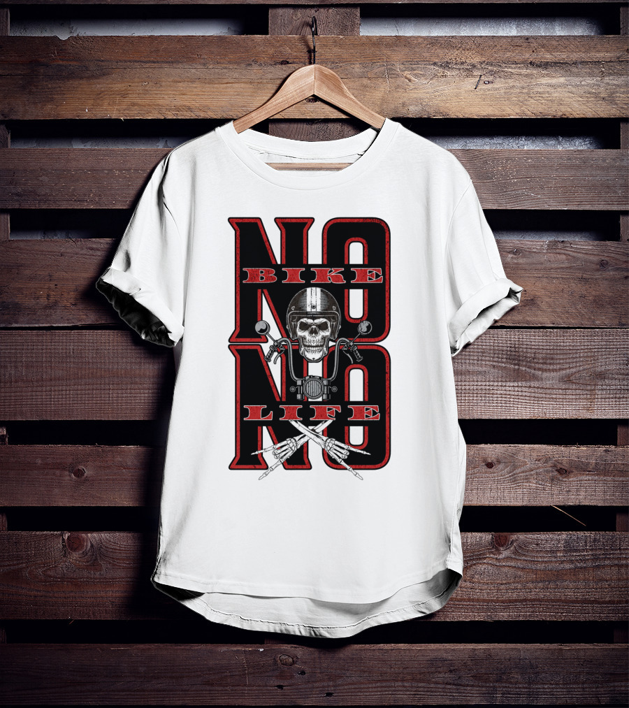 NO BIKE NO LIFE Motorcycle Skull T-Shirt