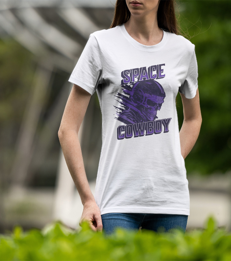 Space Cowboy Skull Helmet Cosmic Adventure T-Shirt
