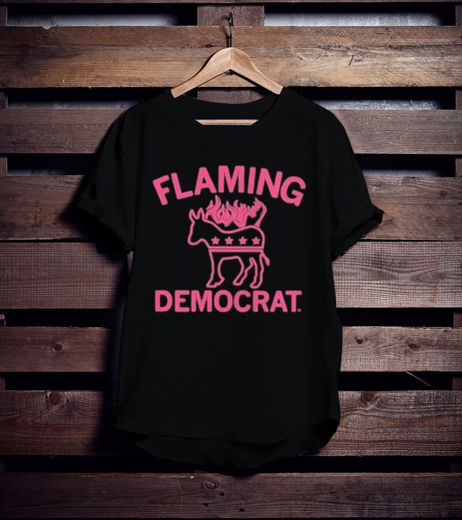 Flaming Democrat Donkey With Stars And Flames T-Shirt