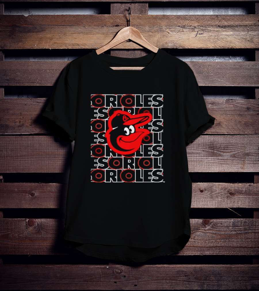 Baltimore Orioles Classic Orioles Text With Iconic Cartoon Bird Face T-Shirt