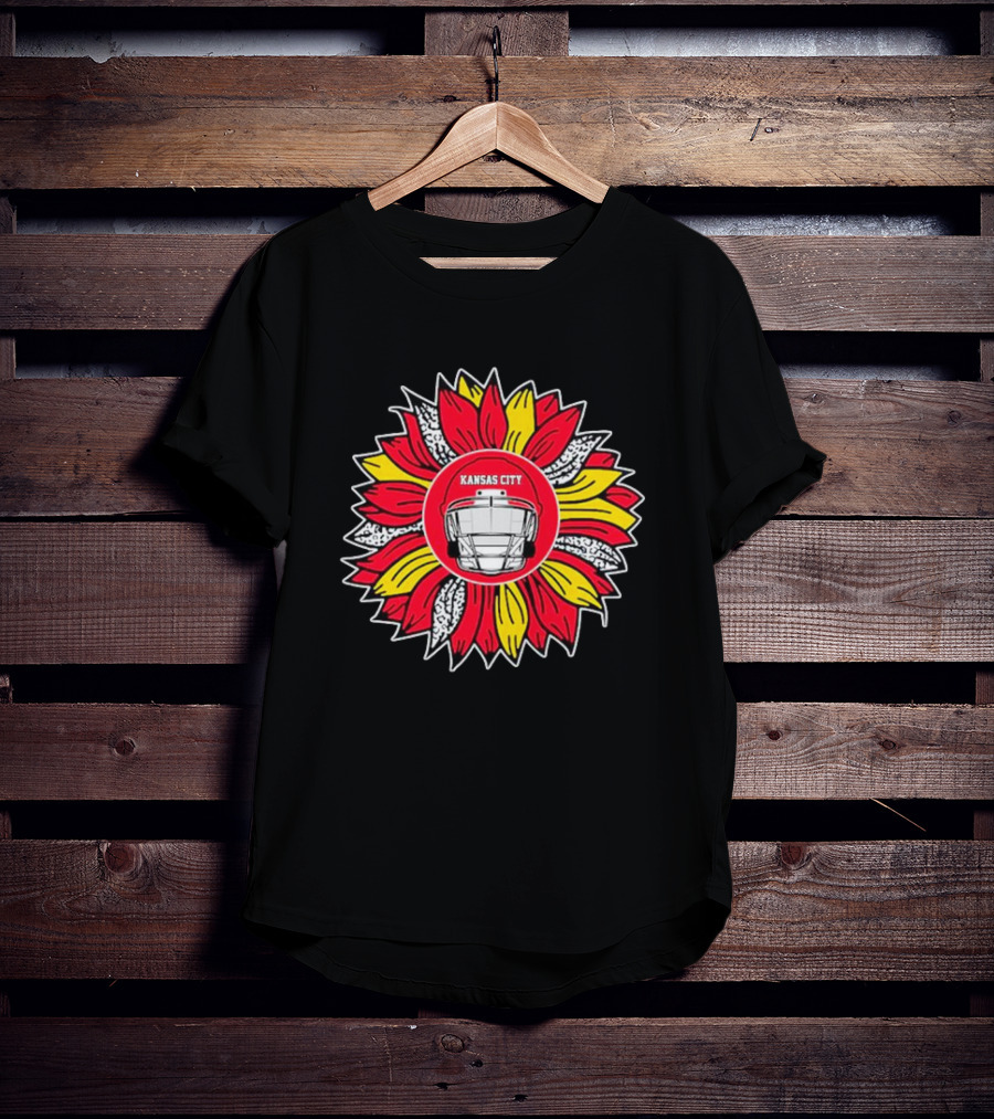 Kansas City Chiefs Sunflower Football Helmet T-Shirt