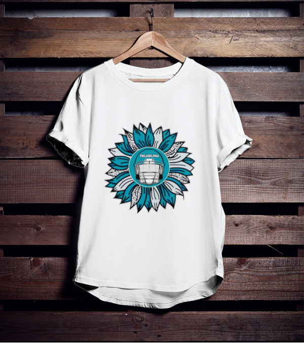 Philadelphia Eagles Football Helmet Sunflower T-Shirt