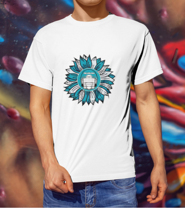 Philadelphia Eagles Football Helmet Sunflower T-Shirt
