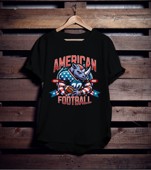 American Football Rhino Mascot ESTD 1990 T-Shirt