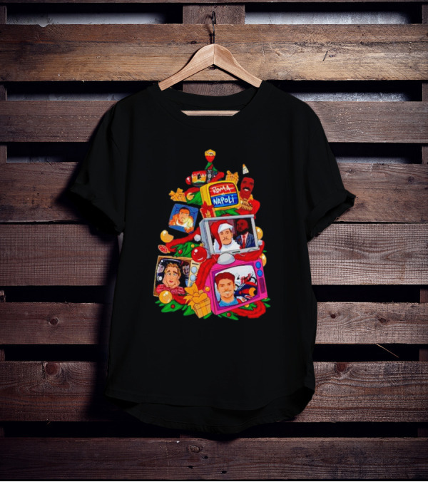 Roma Napoli Matchday Christmas Tree With Television Characters T-Shirt