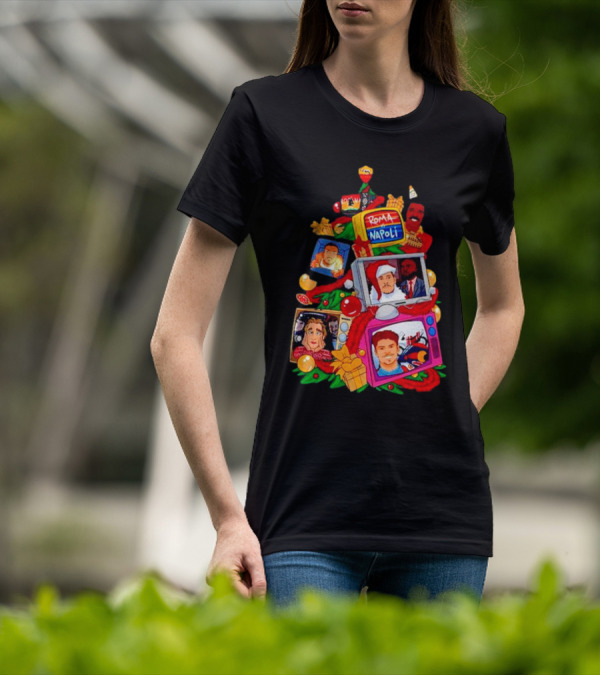 Roma Napoli Matchday Christmas Tree With Television Characters T-Shirt