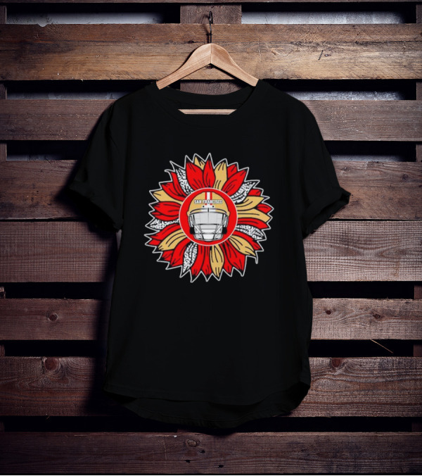 San Francisco 49ers Football Helmet Sunflower T-Shirt