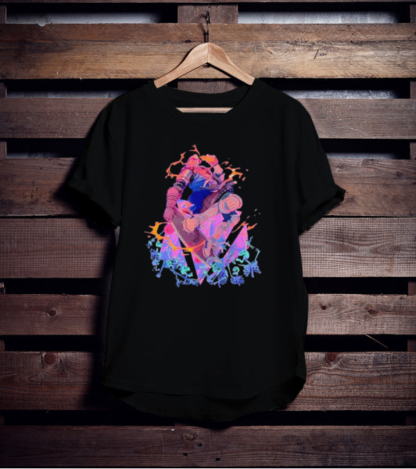 Skateboard Knight Neon Fantasy Warrior On Shredding Skeletons T-Shirt