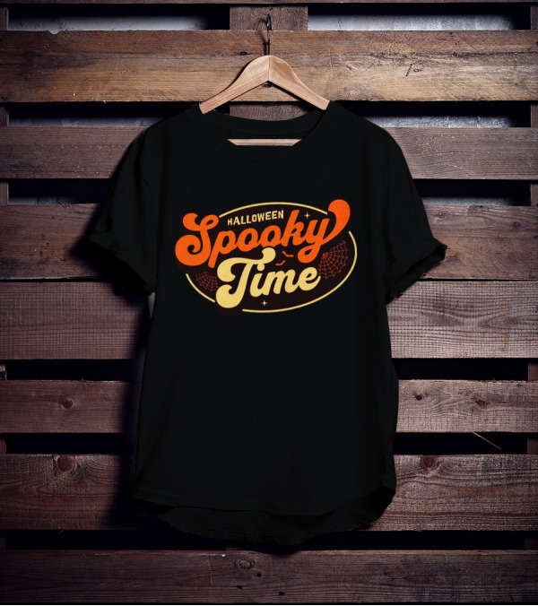 Halloween Spooky Time Bats And Webs T-Shirt