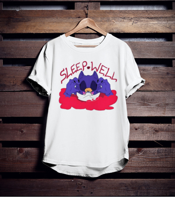 Sleep Well Monster Cartoon Creature Holding Tiny Figure T-Shirt
