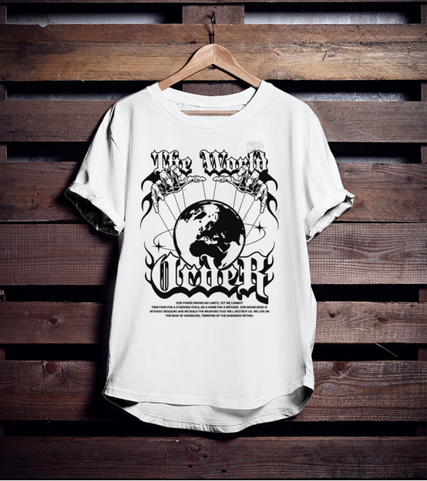 The World Order Global Control Earth In Hands Dark Gothic T-Shirt