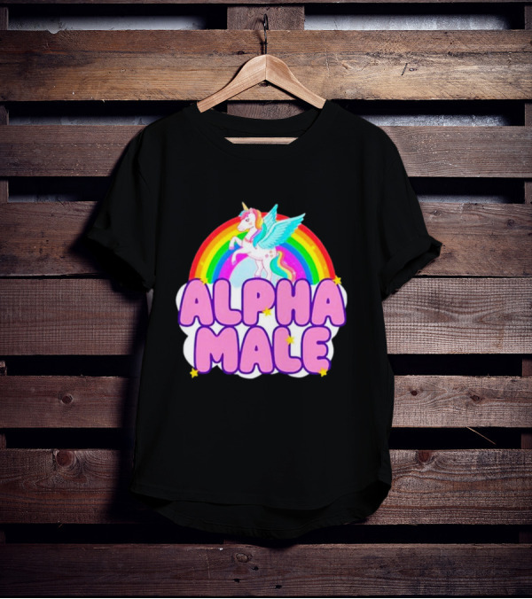 Alpha Male Unicorn Rainbow Cloud T-Shirt