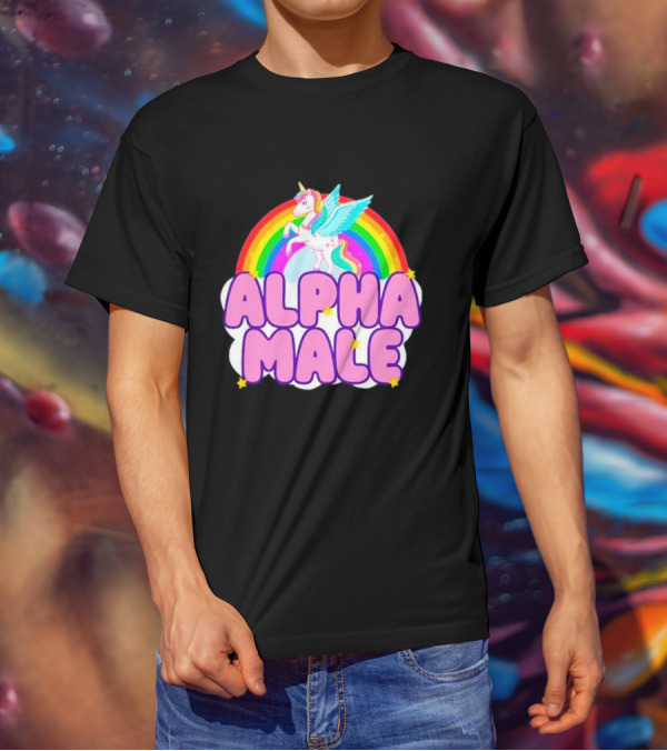 Alpha Male Unicorn Rainbow Cloud T-Shirt