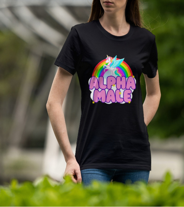 Alpha Male Unicorn Rainbow Cloud T-Shirt
