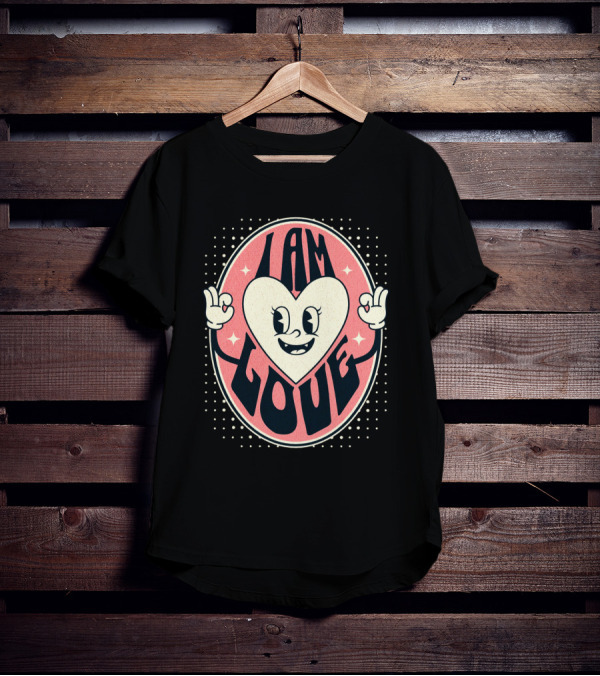 I Am Love Retro Heart Character Valentine's Day T-Shirt