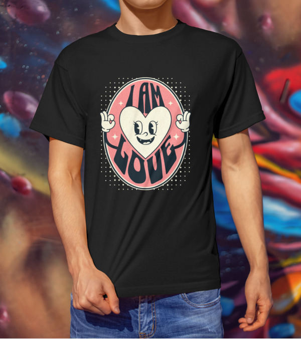 I Am Love Retro Heart Character Valentine's Day T-Shirt