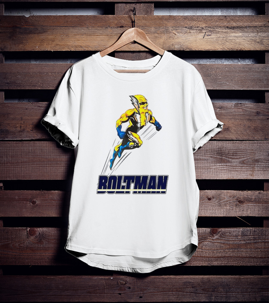 Boltman Superhero Speedster Art Yellow And Blue T-Shirt