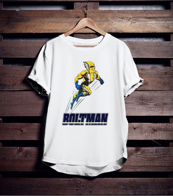 Boltman Superhero Speedster Art Yellow And Blue T-Shirt