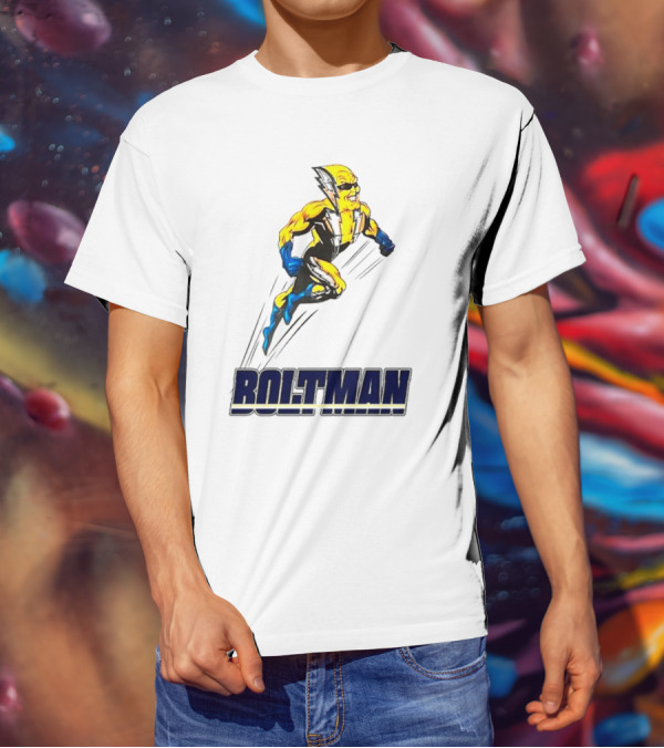 Boltman Superhero Speedster Art Yellow And Blue T-Shirt