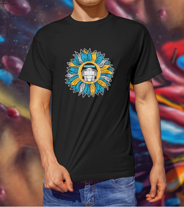Jacksonville Jaguars Football Helmet Sunflower T-Shirt