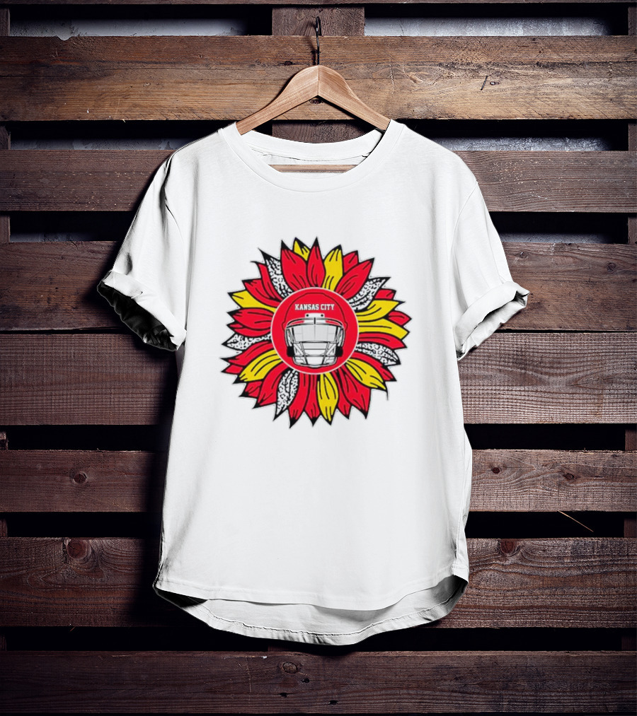 Kansas City Chiefs Football Helmet Sunflower T-Shirt