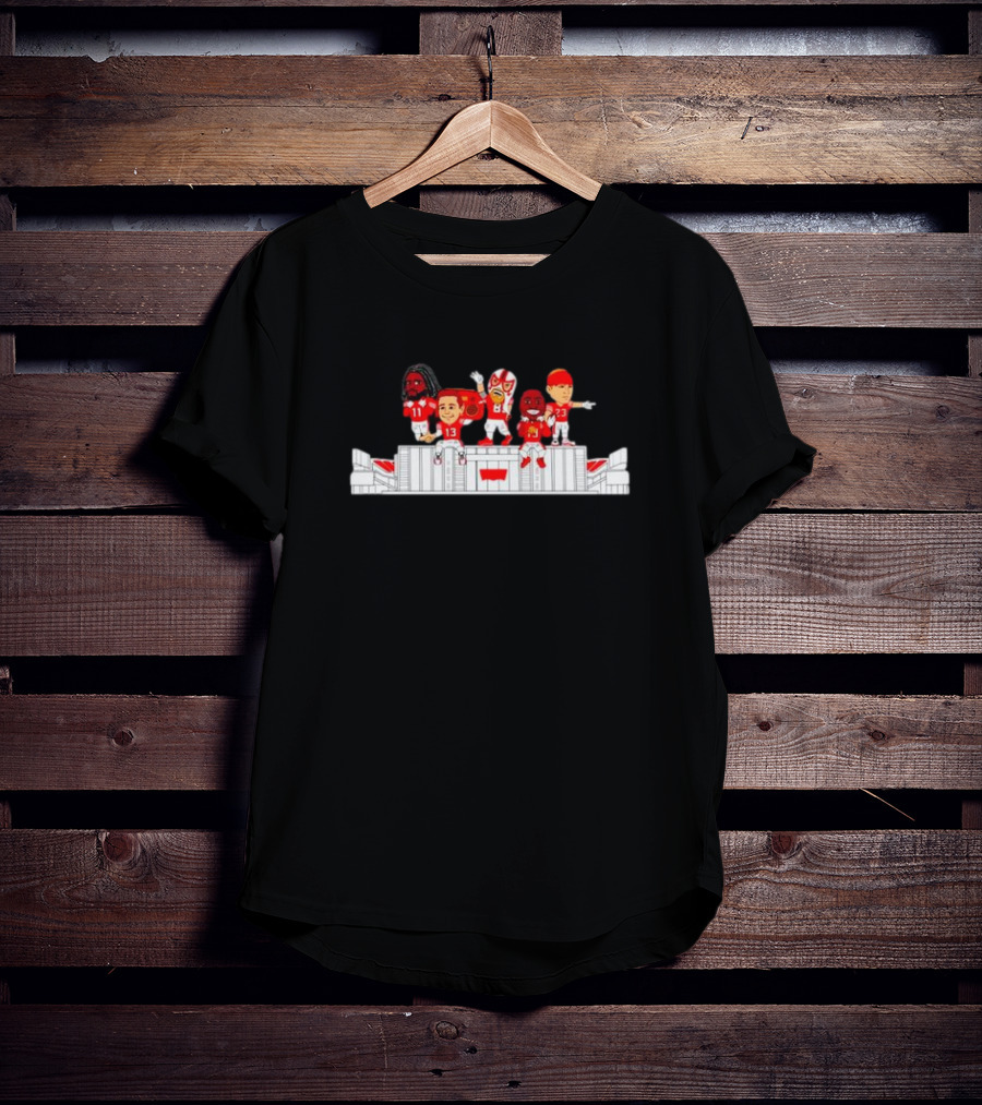 Levi’S 5 Pt. 2 Drops White-Clad Red Jersey Characters On Stadium Roof T-Shirt