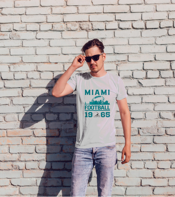 Miami Dolphins 1965 Skyline Football Urban Scene T-Shirt