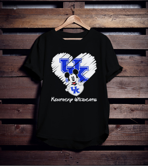 Kentucky Wildcats Heart With Mickey Mouse UK T-Shirt