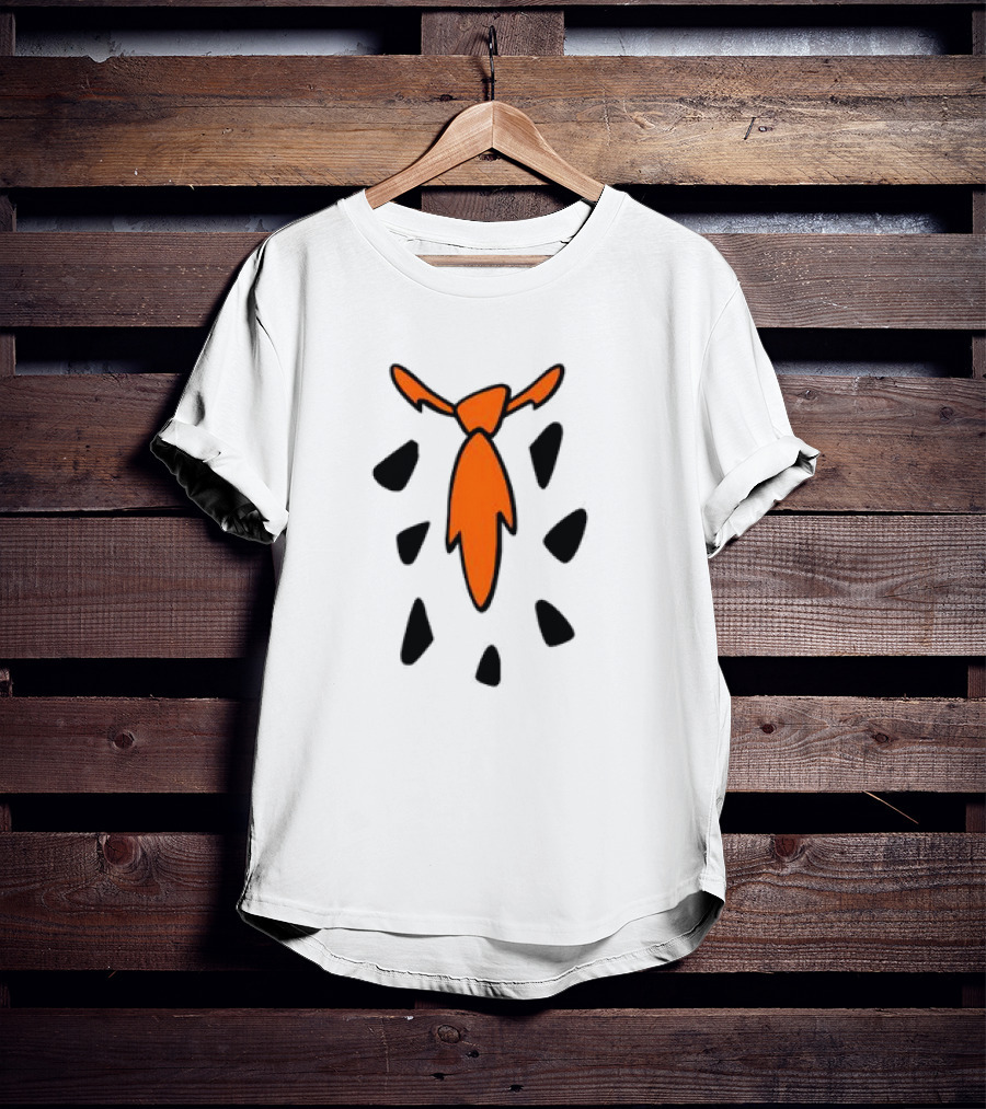 Fred Flintstone Costume Tie With Orange And Black T-Shirt