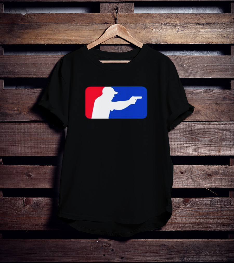 Major League Shooter Silhouette In Red White And Blue Rectangle T-Shirt