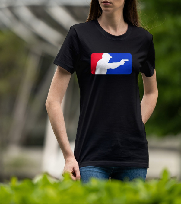 Major League Shooter Silhouette In Red White And Blue Rectangle T-Shirt
