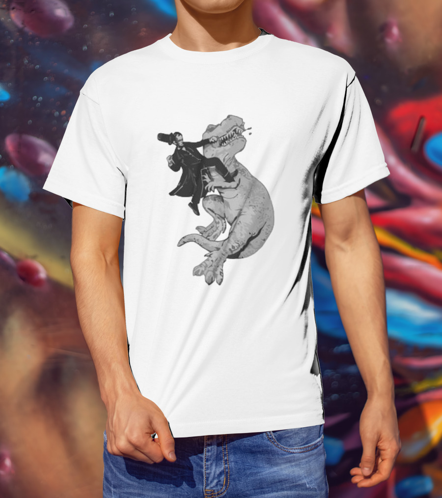 Punching ARex Like A Boss Victorian Gentleman Fighting Dinosaur T-Shirt